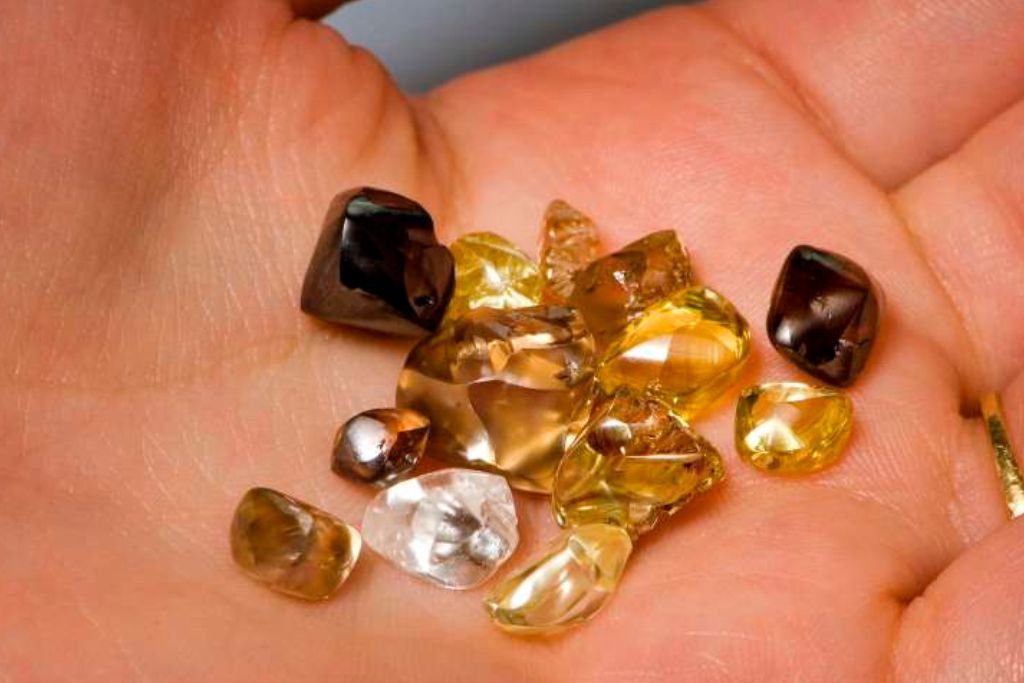 assorted uncut diamonds from crater of diamonds park in arkansas