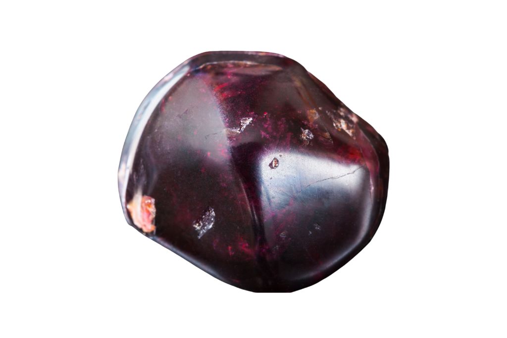 Garnet stone with white background