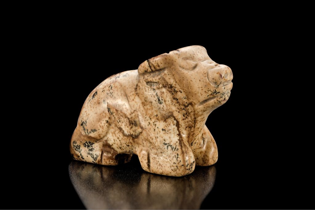 ox figurine carved kalahari picture stone