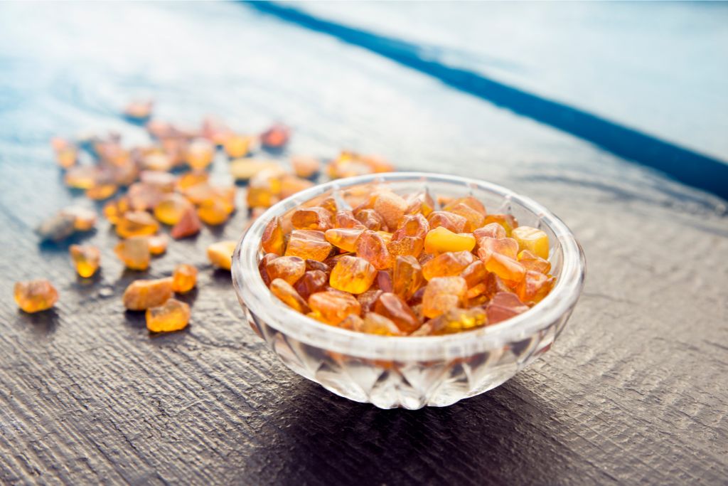 small cup full of baltic amber