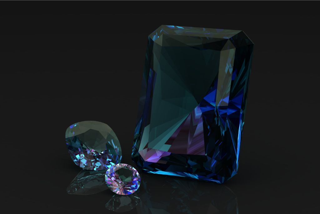 synthetic alexandrite on dark background