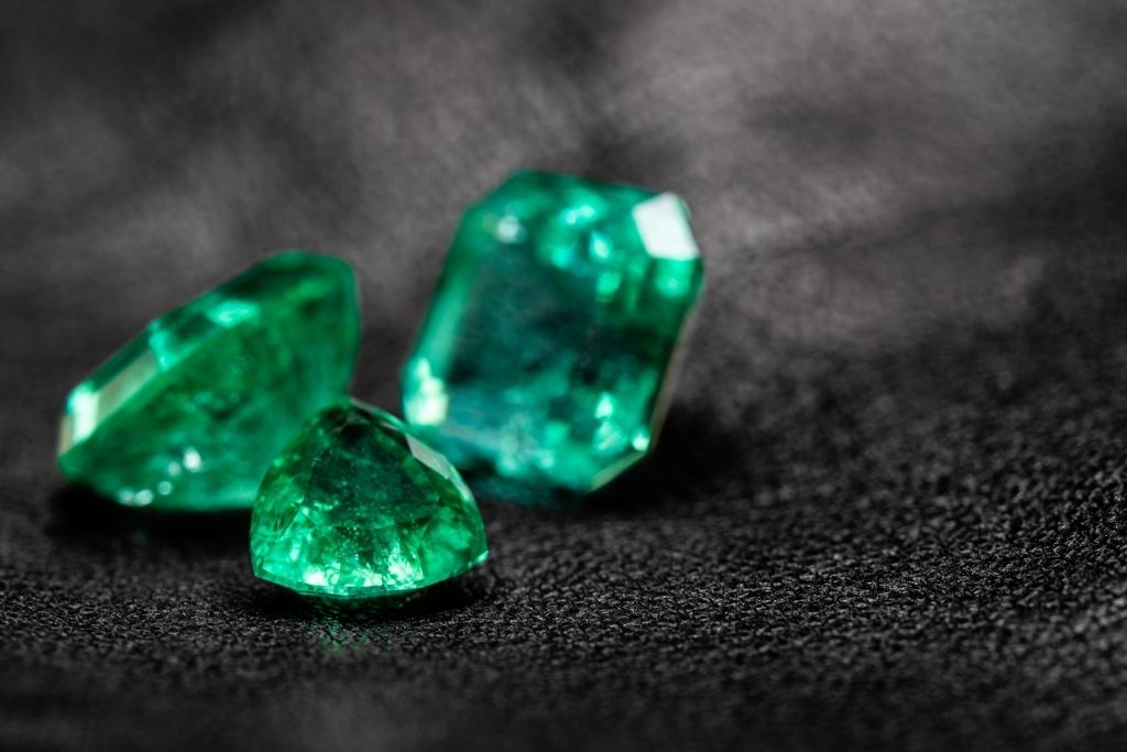 Biron Emeralds on leather like fabric
