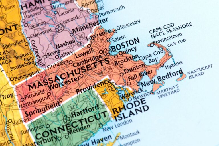 pinned map of Massachusetts