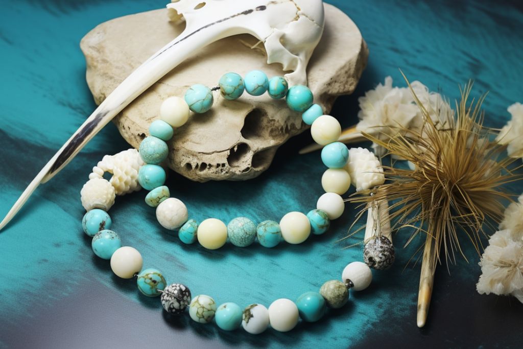 bone turquoise on table