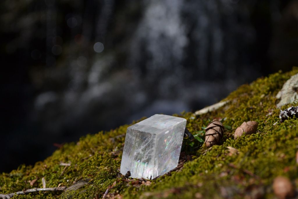 iceland spar situated on mossy rock