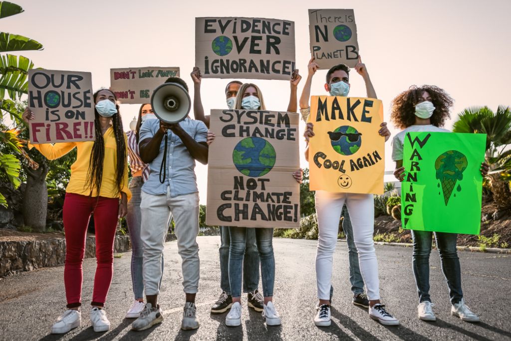 people raising awareness on environmental issues