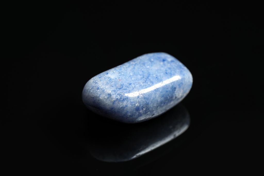 polished blue quartz on dark background