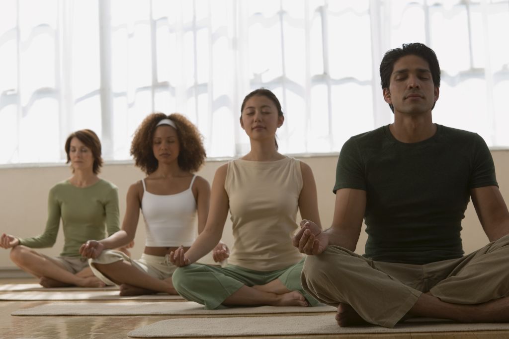 people meditating