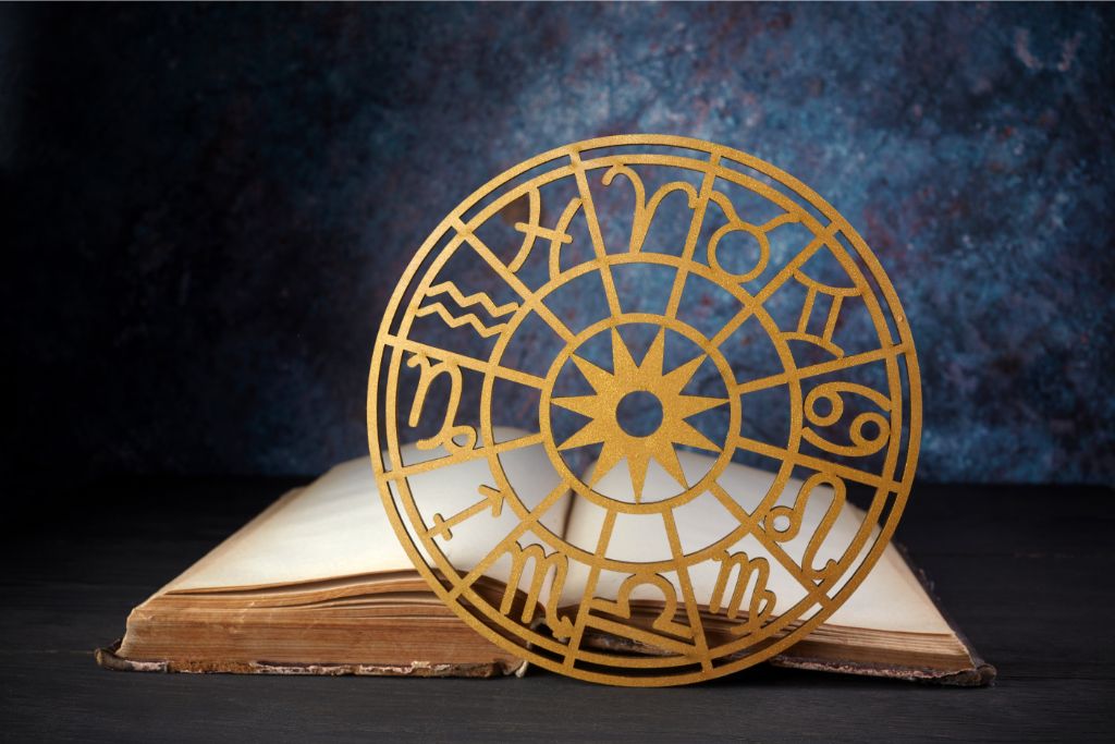 Zodiac symbols with a book
