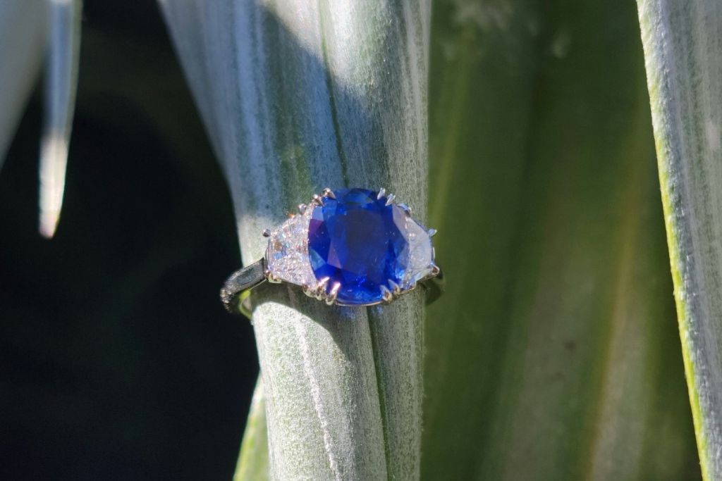 burmese sapphire on a leaf