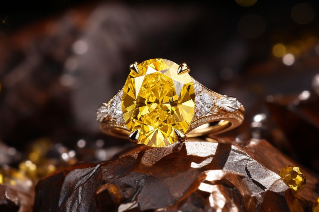 canary diamond on brown rocky surface