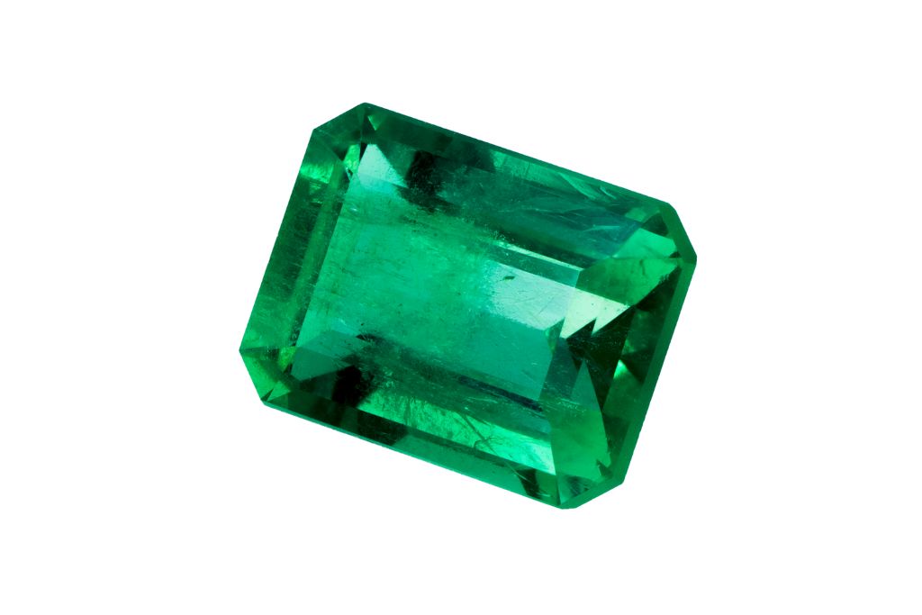 colombian emerald on white background