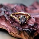 melanite garnet ring on polished drift wood