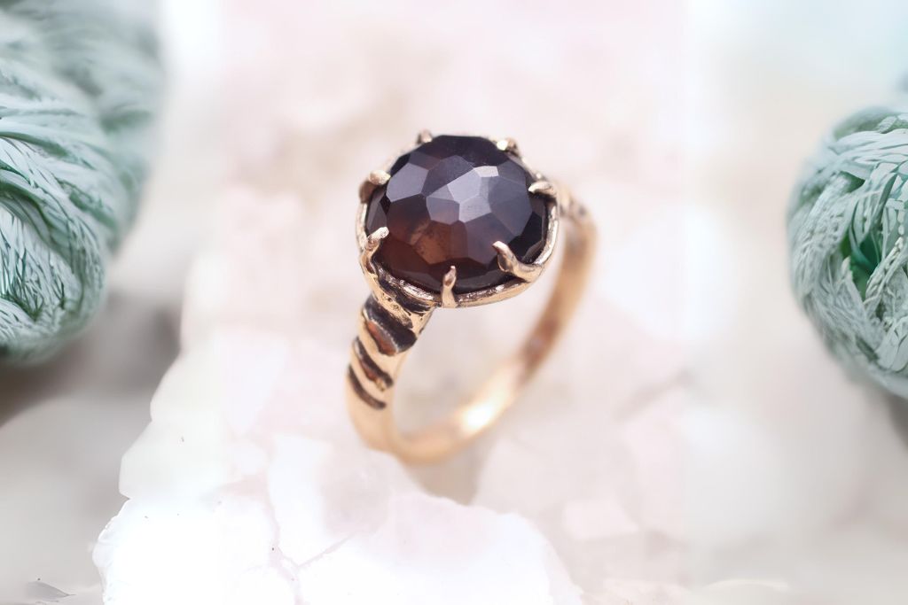 morion quartz ring