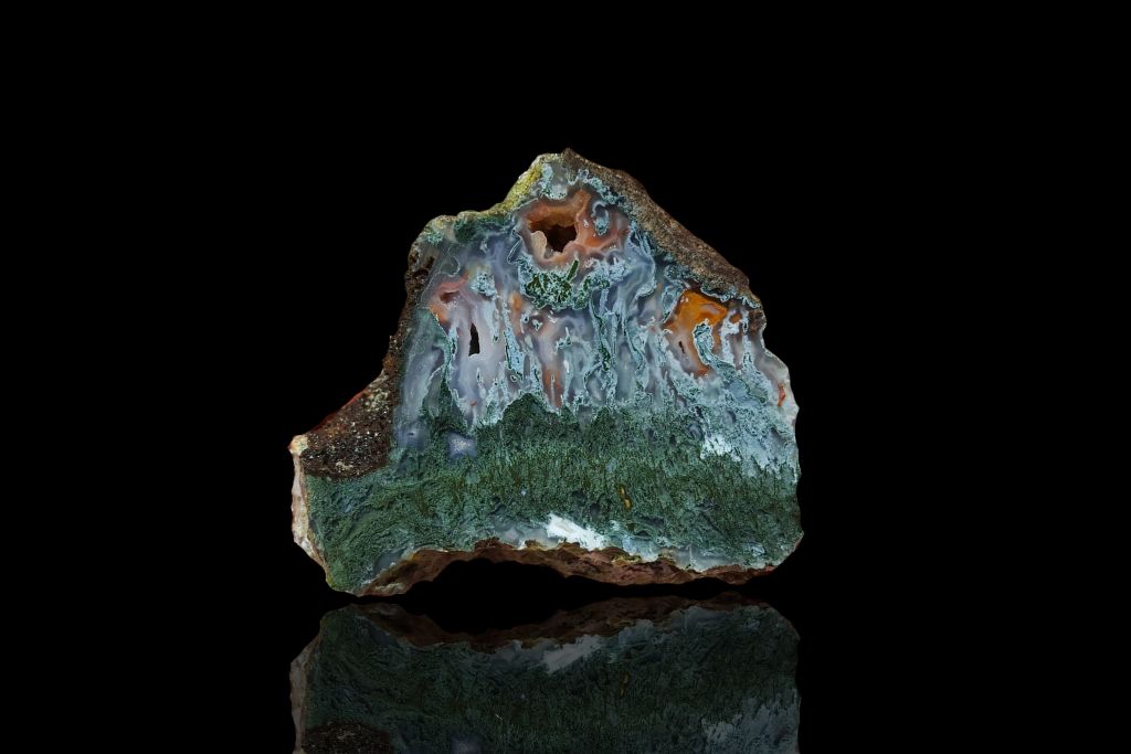 moss jasper on dark background