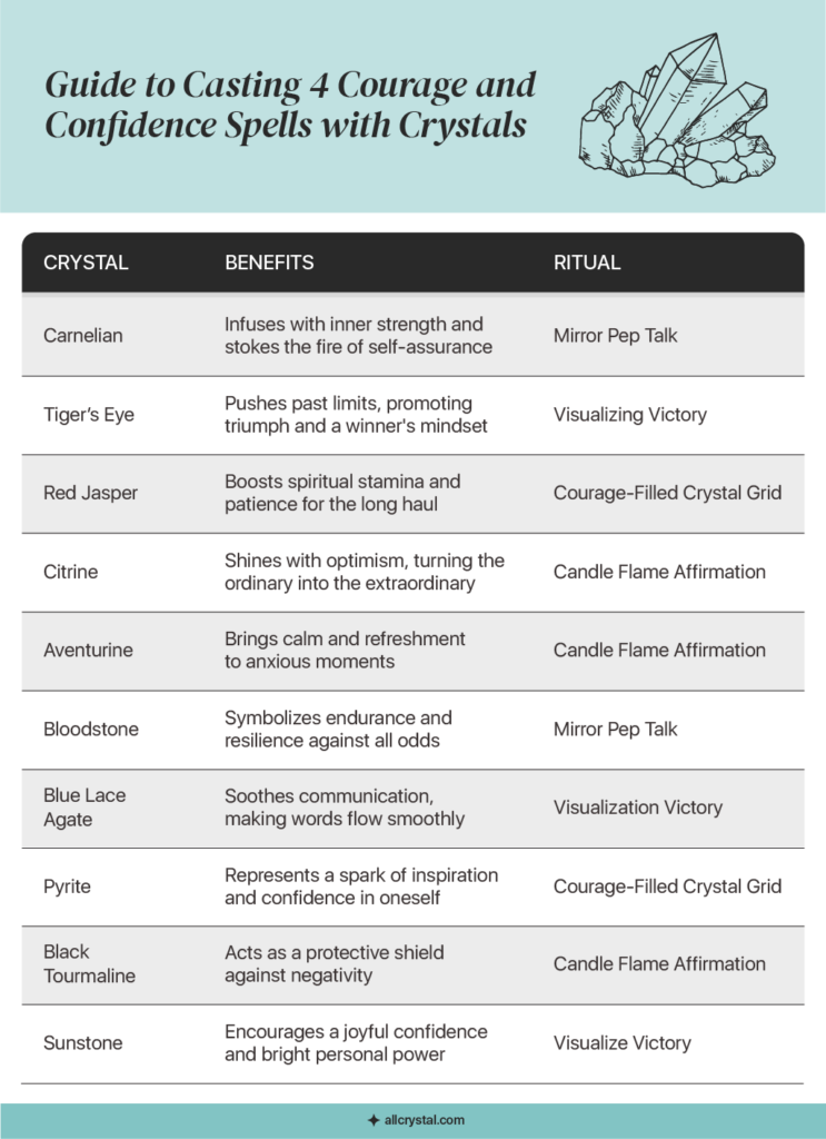 image for courage and confidence spells with crystals