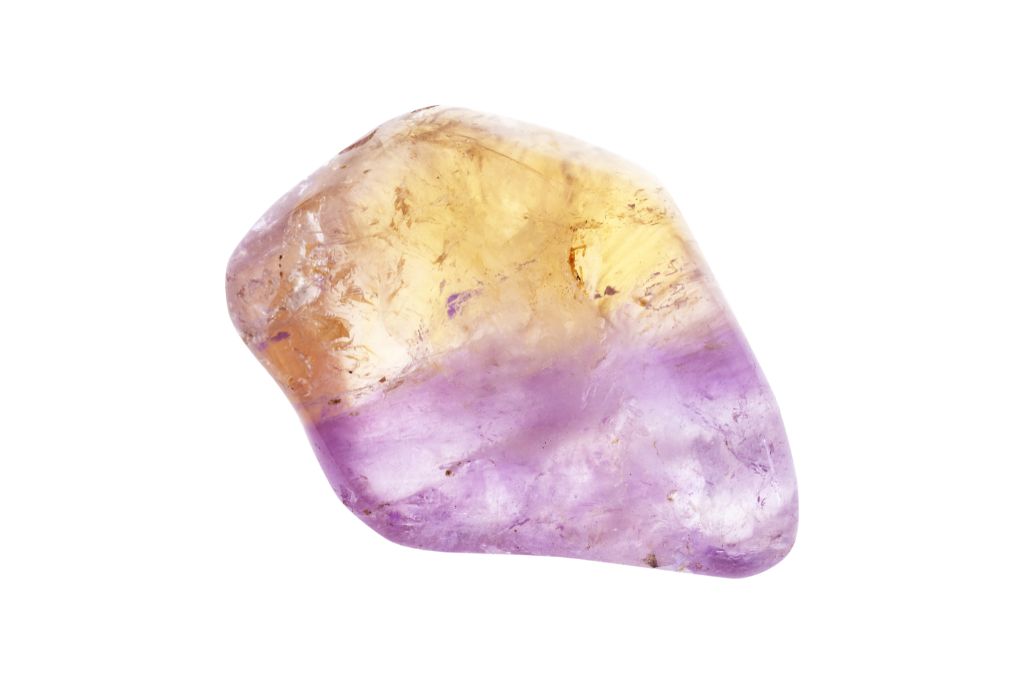 Ametrine on white background