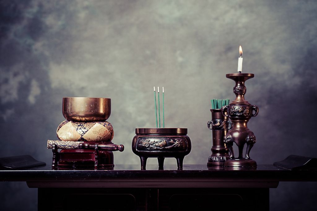 Ancestral Altar with a grayish background