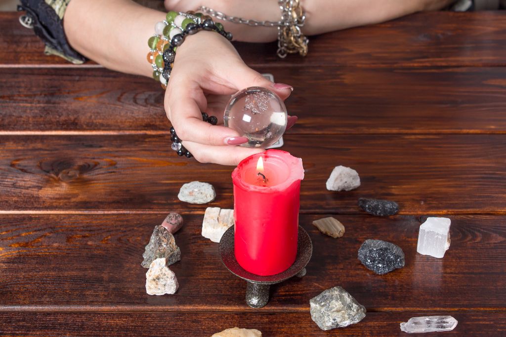 Fortune Telling, crystal and candle