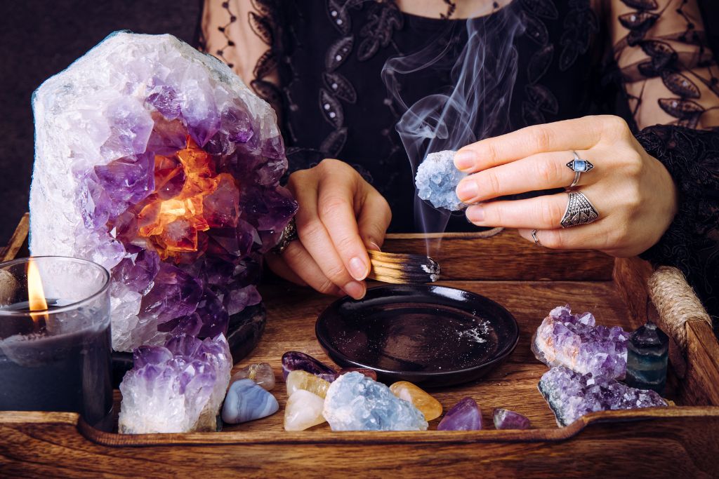 pass the crystal over the incense smoke