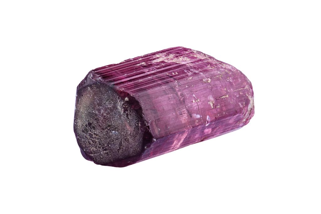 Rubellite on white background