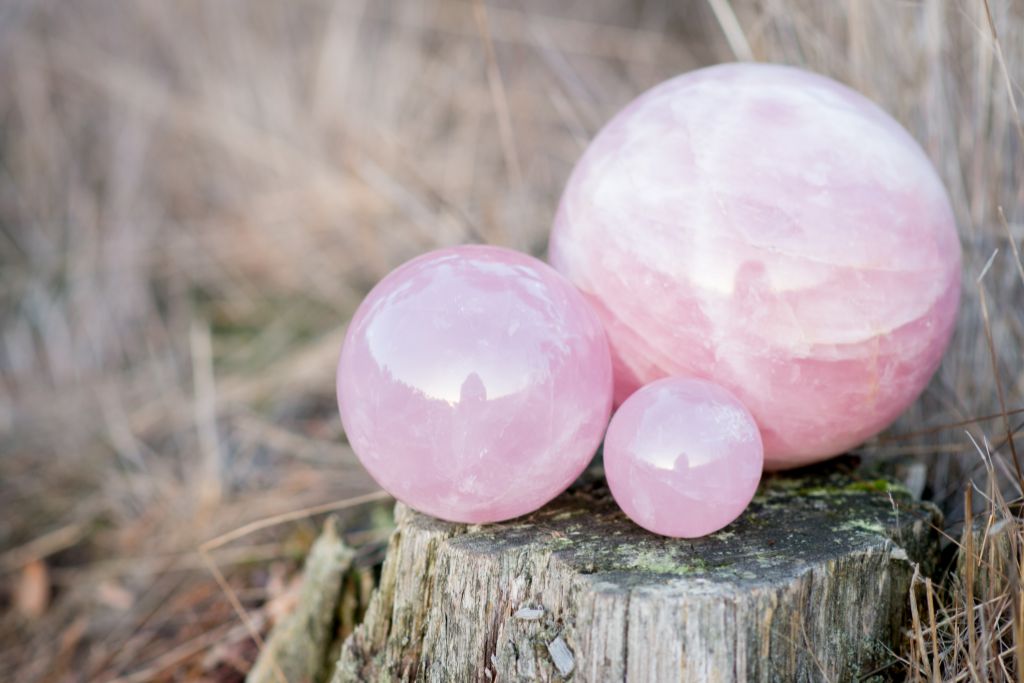 Different sized of Spherical  Rose Quarts