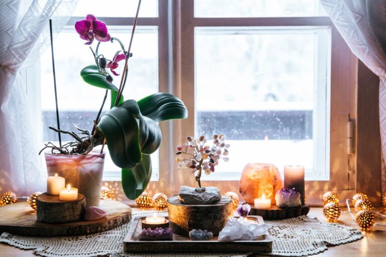 botryoidal altar and crystals