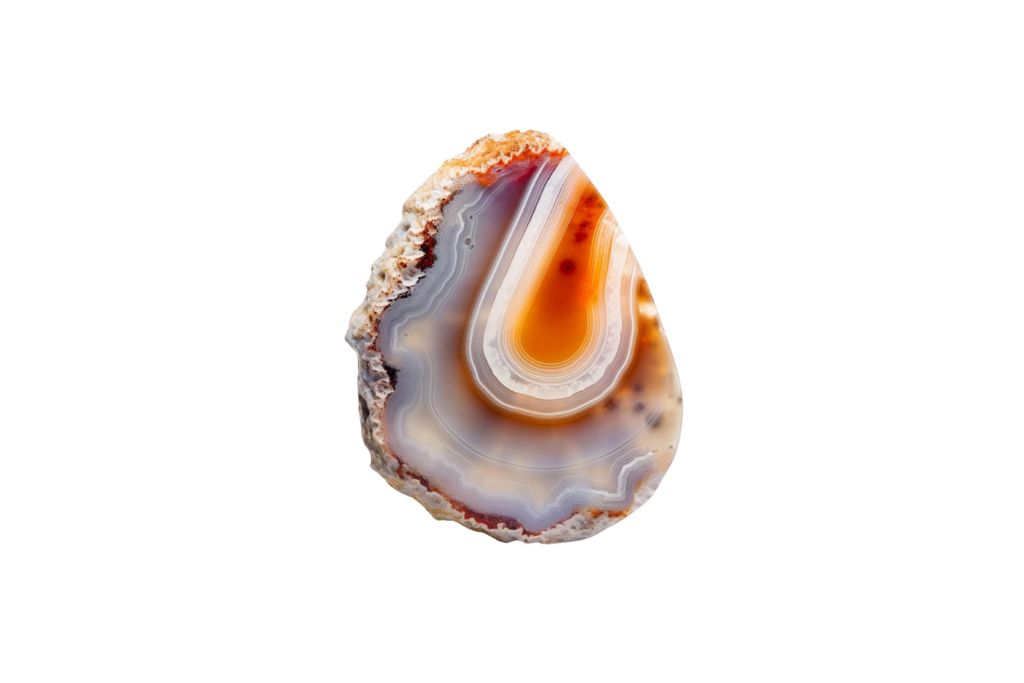 Agate with quartz on white background