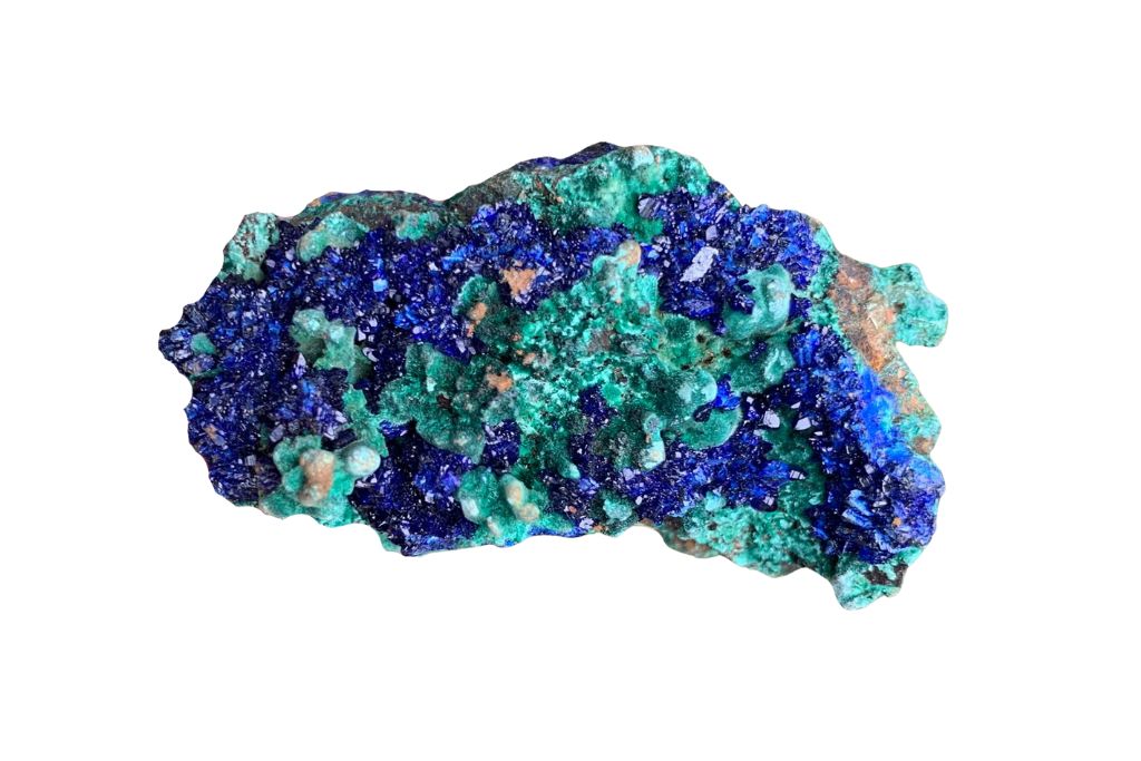 Azure-Malachite Nodules on a white background