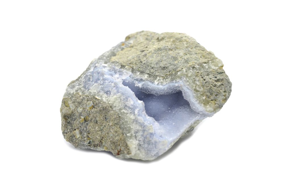 Blue Lace Agate on white background