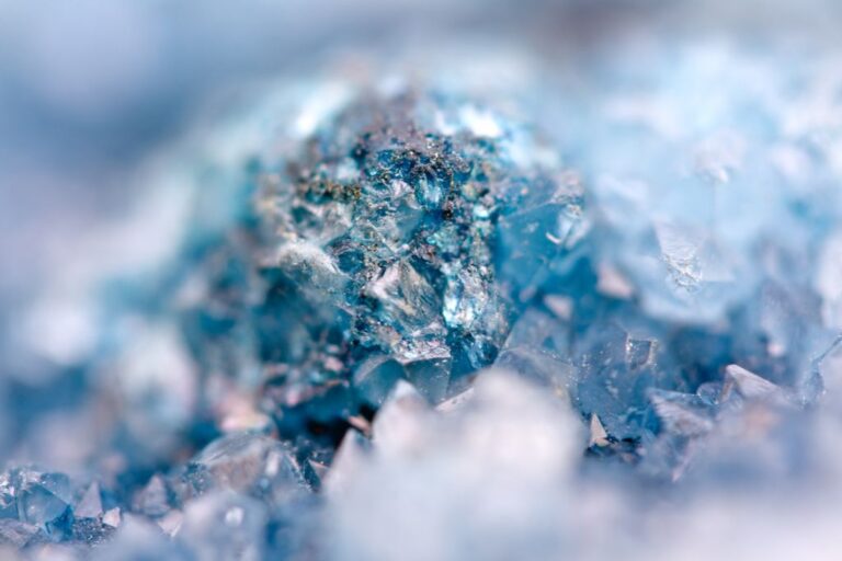 close up of blue crystal agate