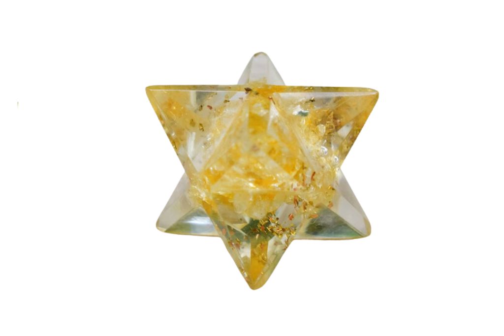 Merkaba shaped Citrine on a white background