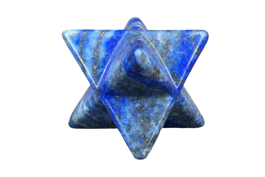 Merkaba shaped Lapis Lazuli on a white background