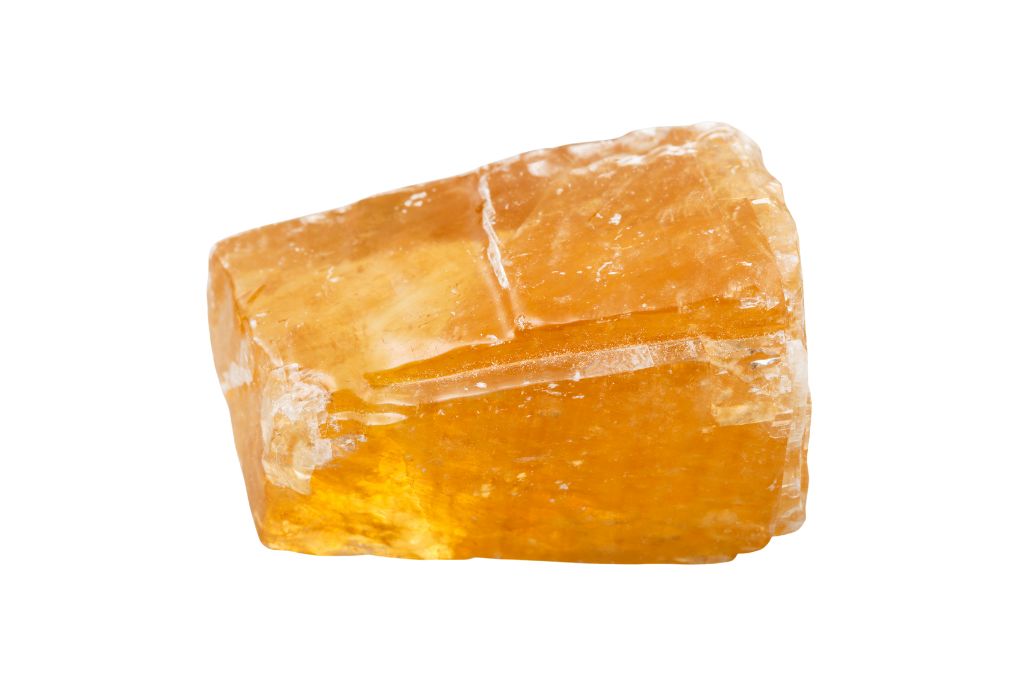 Orange Calcite on white background