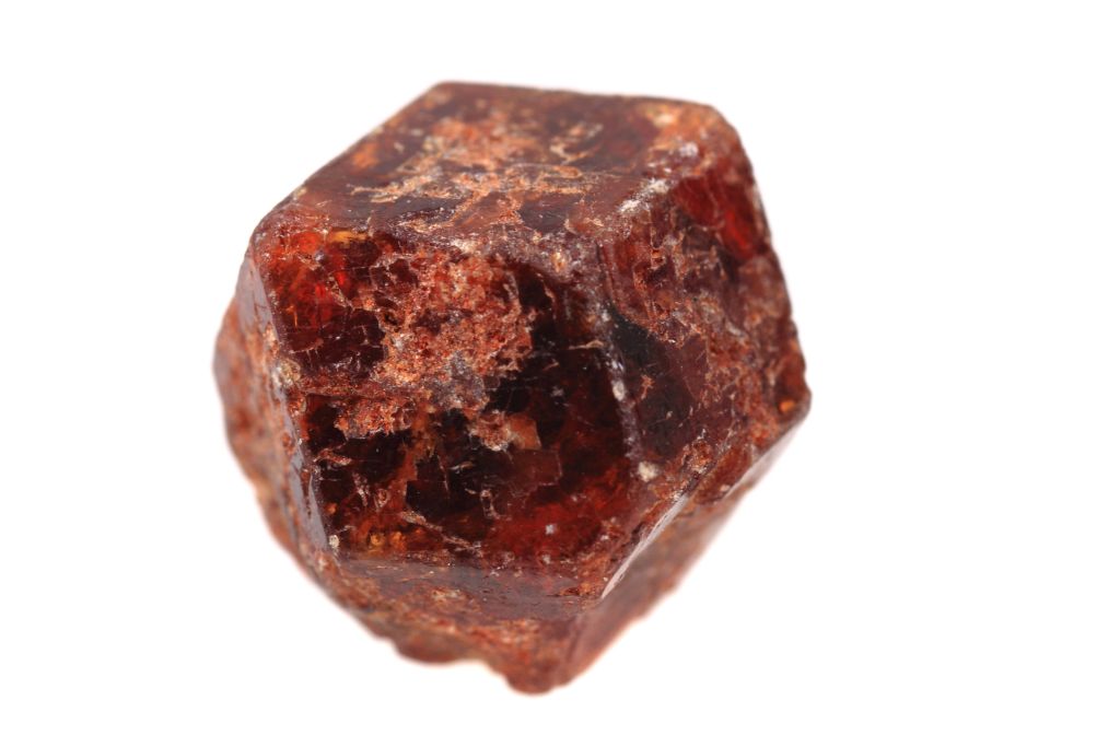 Raw Garnet on a white background