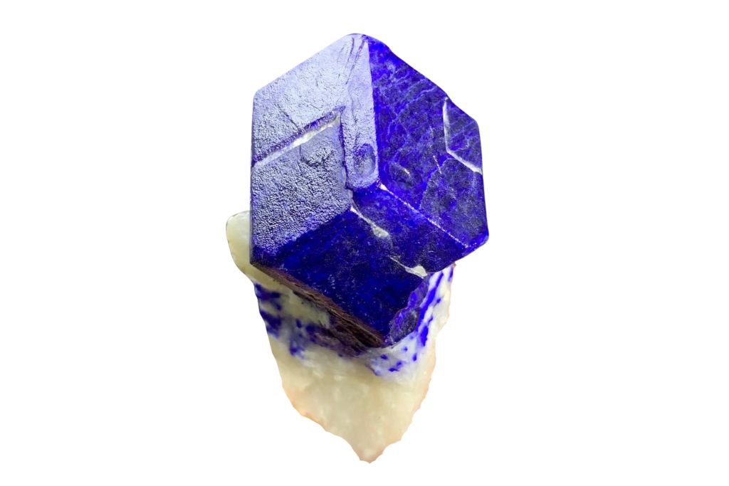 Natural cubic shaped Lazurite on a white background
