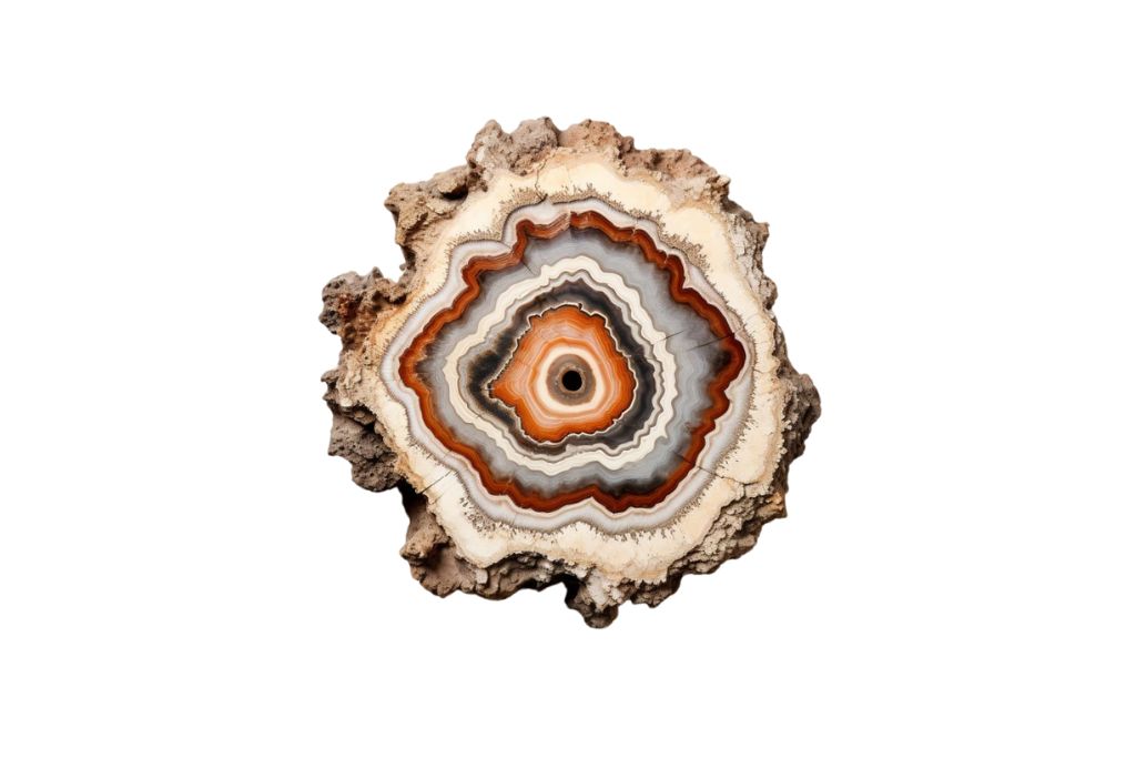 fossil geodes on white background