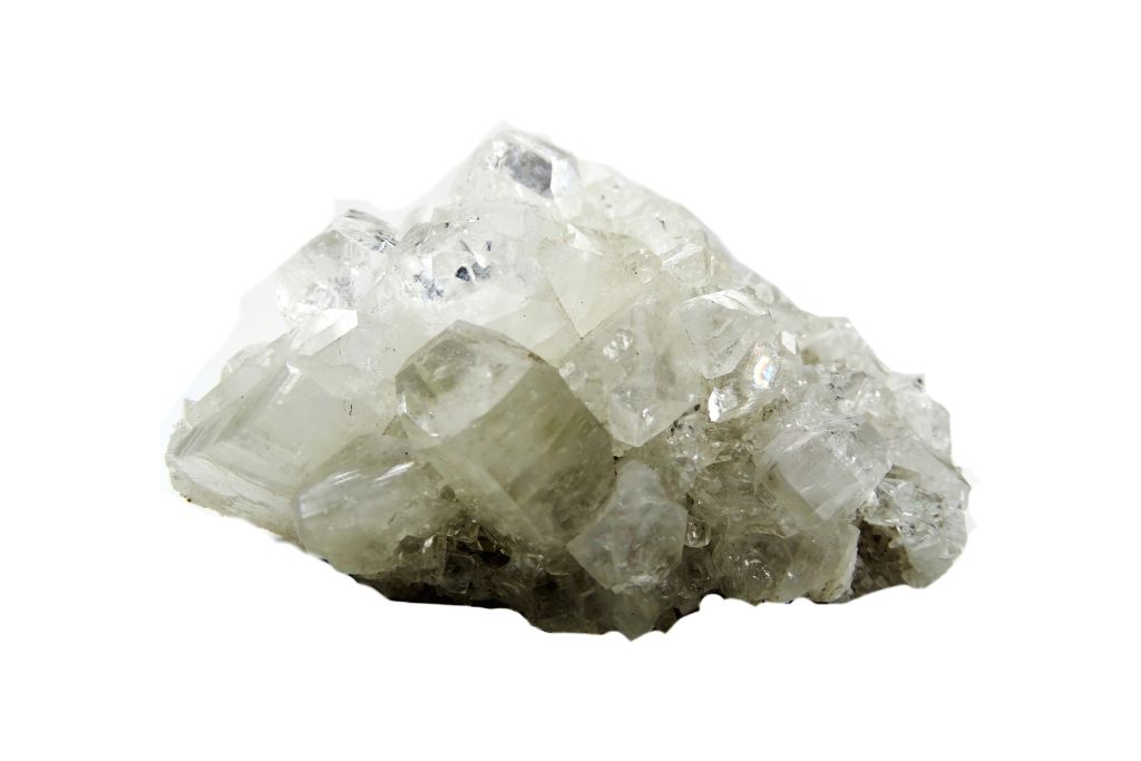 Apophyllite on white background