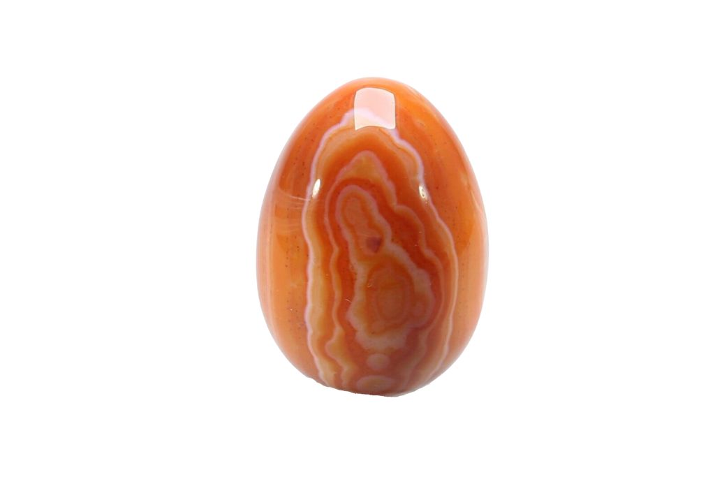 Carnelian egg on white background