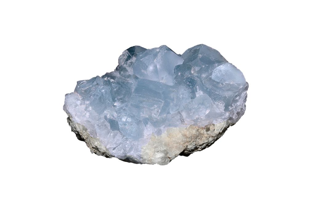 Celestite on white background