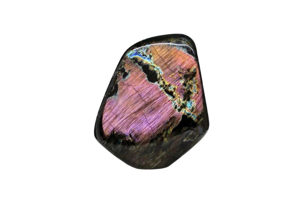 Rainbow Labradorite on white background