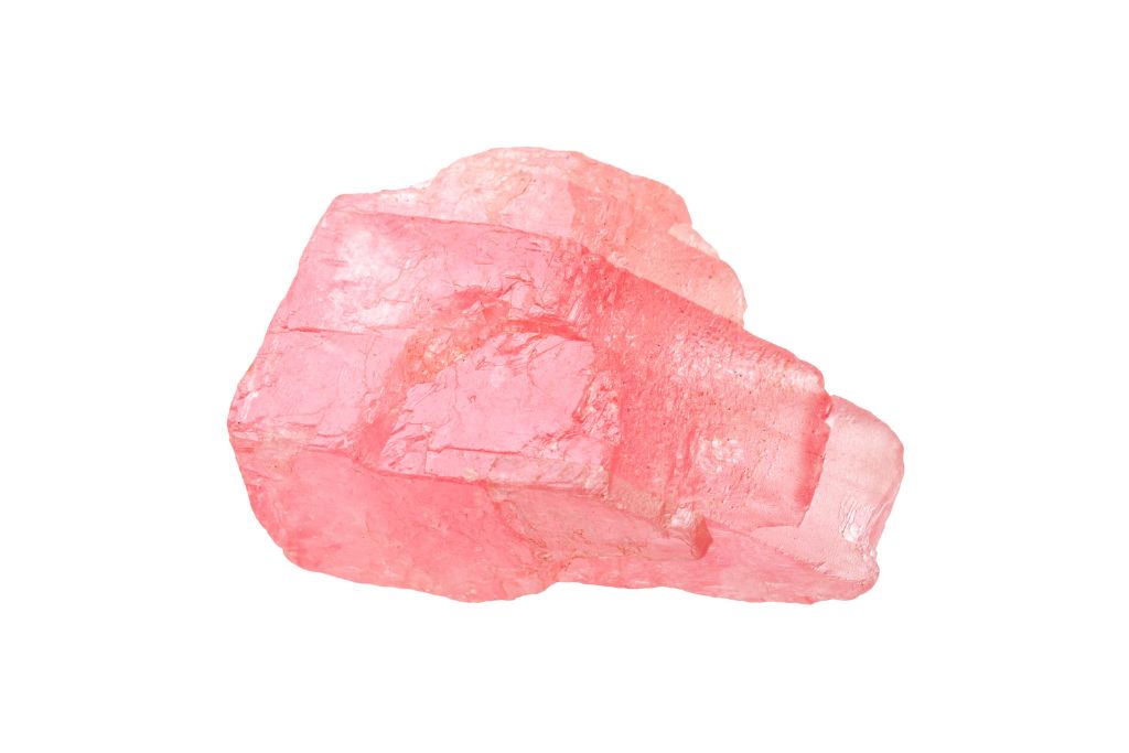 Rhodochrosite on white background