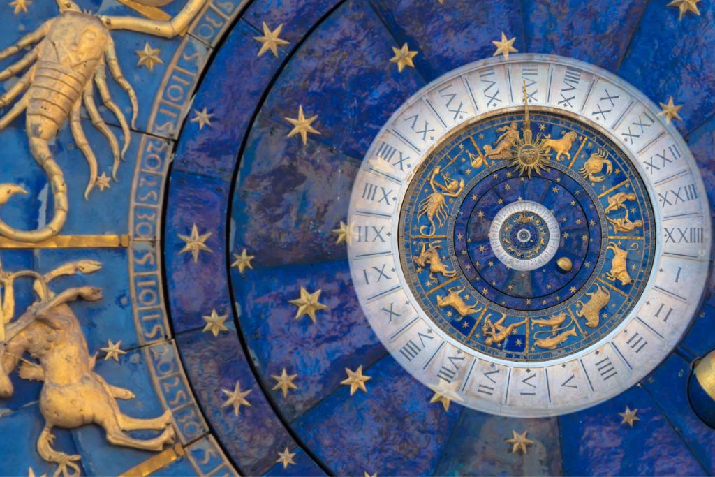 illustration of zodiac signs with alchemy symbols