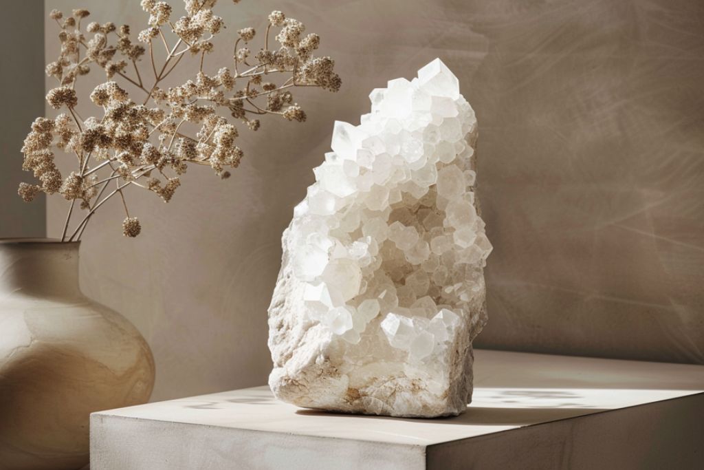 cascading quartz table on table 