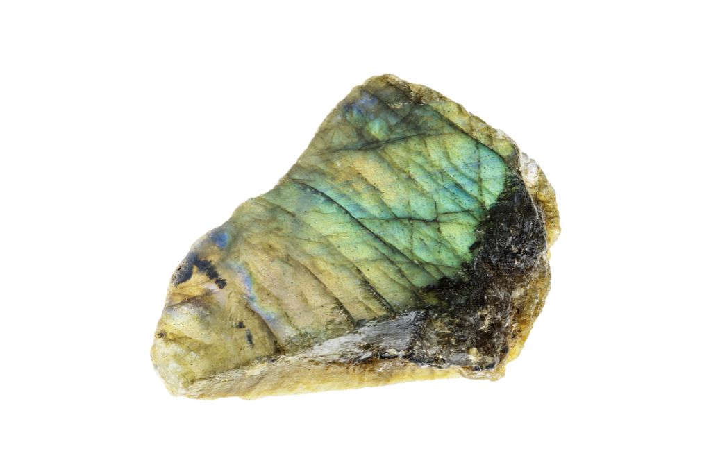 Labradorite on white background