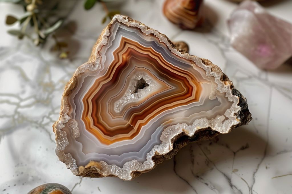 laguna agate on marble counter top