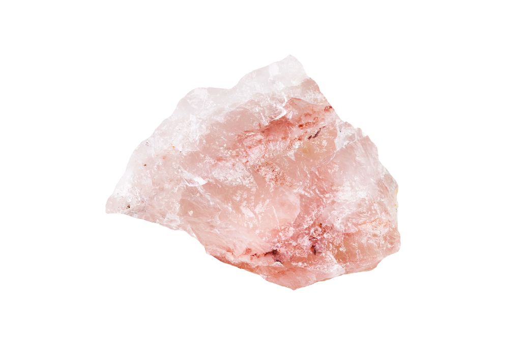 rose quartz on white background