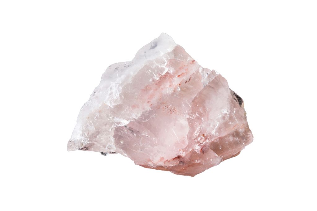 rose quartz on white background