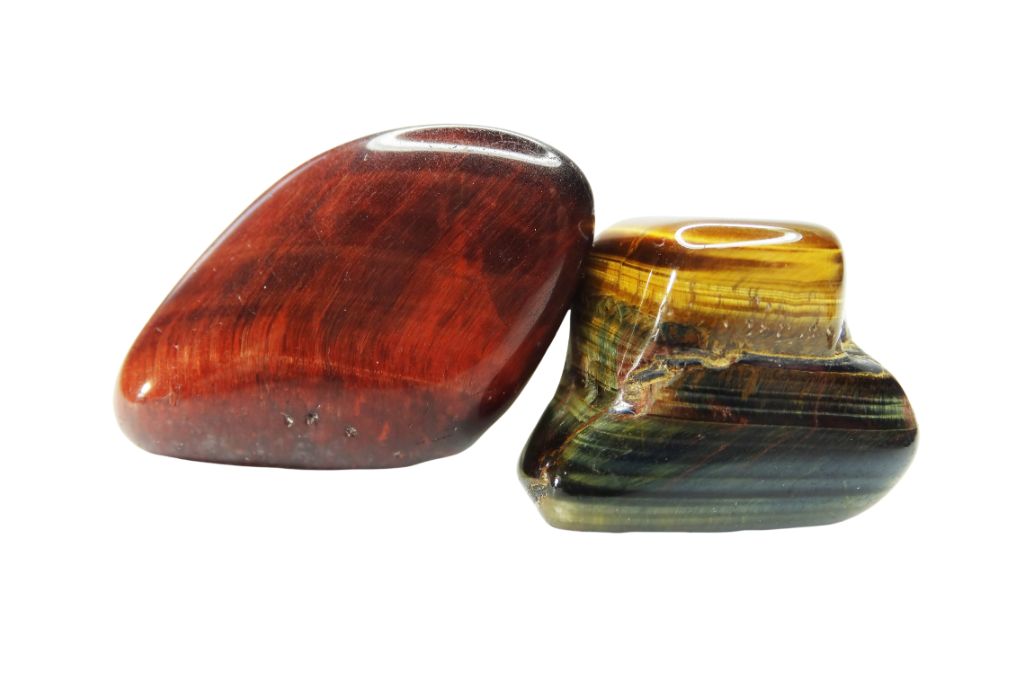 red and yellow tiger's eye on white background