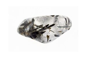 tourmalinated quartz on white background